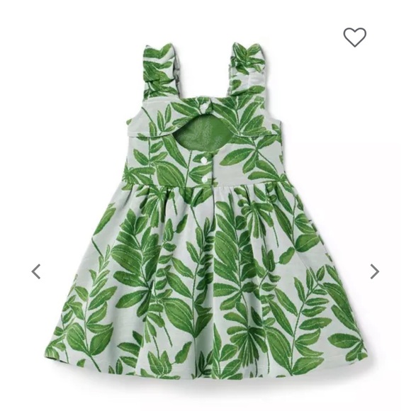 New with tags Janie and Jack floral jacquard palm green and white leaf dress - Picture 3 of 5